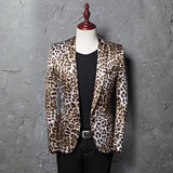Mens Prom Suits Printed Leopard Print Dress Men's Casual Suit Jacket Studio Host Suit Costume