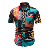 Men's Color Short Shirt plus Size Fashion Casual Beach Style Retro Sports Men's Shirt