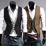 Mens Dress Vests Business Waistcoat Fall Winter Men Blazer Vest Coat
