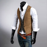 Mens Dress Vests Business Waistcoat Fall Winter Men Blazer Vest Coat