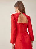 Kendall Jenner Wedding Guest Dress Long Sleeve Square-Neck Sexy Backless
