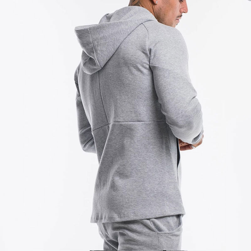 Gyms Fitness Men Sports Hoodie Bodybuilding Workout Jogging Men's Athletic Sweatshirts Autumn and Winter Body Sports Casual Strip Hooded Running Top Oversized Loose Coat