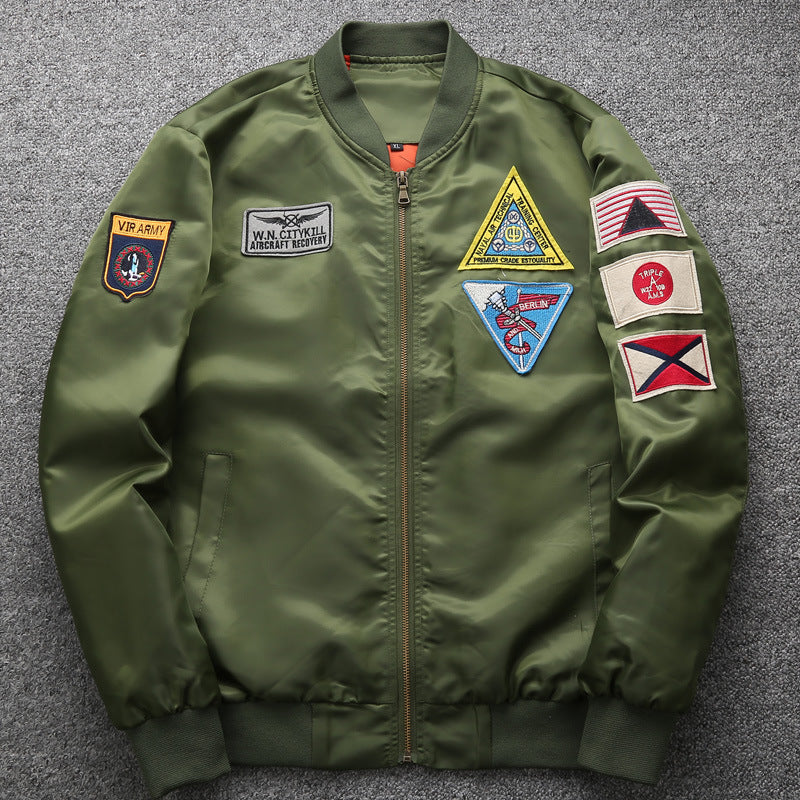 Men Fit Bomber Jacket Windbreaker Moto Street Coat Men's Autumn Men's plus Size Jacket Pilot Air Force Baseball Uniform Jacket Men