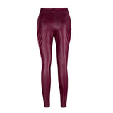 Faux Leather Pants Autumn And Winter Women 'S Street Pleated Leather Pants Tight Stretch Feet Pants
