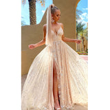 Bohemian Chic Wedding Dress Sexy Deep V Sling Split Panel Pressing Dress