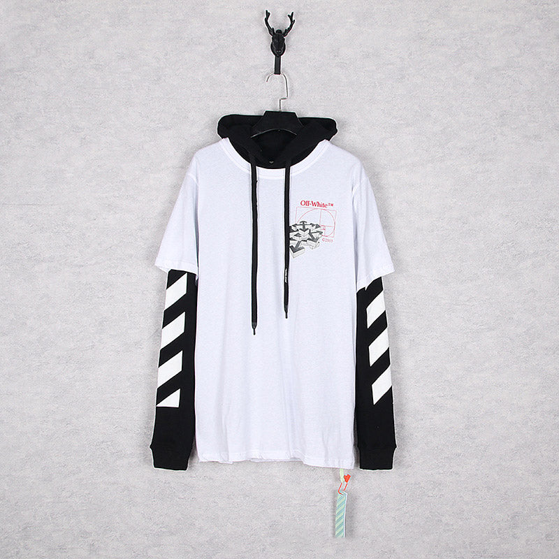 Autumn Men'S Large Size Loose Long Sleeve Fake Two Pieces Pullover Hoodie
