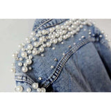 Pearl Jean Jacket Beaded Foreign Trade European and American Denim Jacket Women's Jacket