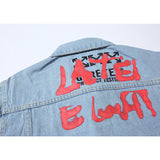 Arrow Denim Jacket Jean Coat Off Ow Color Matching Graffiti Letters Small Arrow Print Men Owt