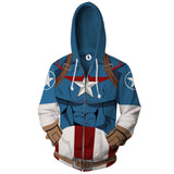 Captain America Hoodie 3D Digital Printing Hooded Cardigan