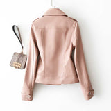 Hot Pink Motorcycle Jacket Slimming Large Size Leather Jacket Women's Leather Jacket Motorcycle Pu Jacket Coat