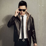 1970 East West Leather Jacket Winter Hooded Thickened plus Suede Cotton-Padded Coat Men's Coat
