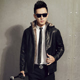 1970 East West Leather Jacket Winter Hooded Thickened plus Suede Cotton-Padded Coat Men's Coat