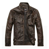 1970S East West Calfskin Motorcycle Jacket, Men's Leather Coat Autumn and Winter Middle-Aged and Elderly Coat