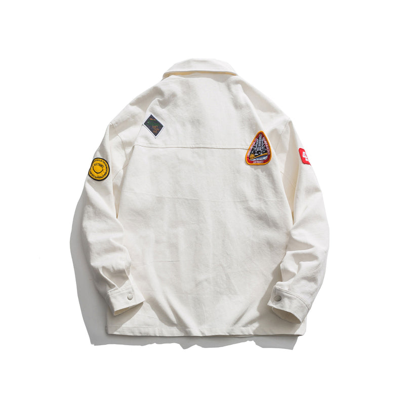 Men's Spring plus Size Retro Sports Flight Jacket Men's Trendy Workwear Coat Men's Loose Casual Top Men Shacket