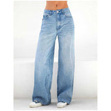 100 Cotton Jeans Women High Waist Loose Wide Legs Women's Jeans