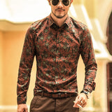 Men Spring Shirts Casual Women Tops Men's 3D Printed Shirt Casual Retro Floral Lapel Shirt Men