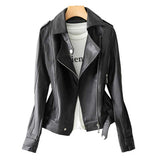 Hot Pink Motorcycle Jacket Slimming Large Size Leather Jacket Women's Leather Jacket Motorcycle Pu Jacket Coat
