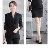 Women Pants Suit Uniform Designs Formal Style Office Lady Bussiness Attire Slim Fit Long Sleeve Suit Fashion Two-Piece Set