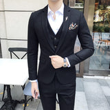 Burgundy Suit Slim Fit Men's Suit Set Bridegroom Best Man Suit Three-Piece Suit Solid Color Large Size Coat Vest Suit Fashionable