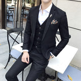 Burgundy Suit Slim Fit Men's Suit Set Bridegroom Best Man Suit Three-Piece Suit Solid Color Large Size Coat Vest Suit Fashionable