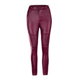 Faux Leather Pants Autumn And Winter Women 'S Street Pleated Leather Pants Tight Stretch Feet Pants