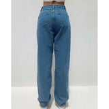 100 Cotton Jeans Women's High Waist Loose Hole Wide Leg Women's Jeans