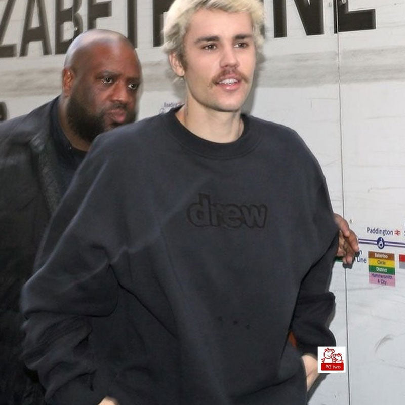 Justin Bieber Drew House Sweatshirts Letter Men's and Women's High Street Fashion Brand Loose Bottoming Shirt Brushed Hoody
