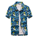 Mens Beach Shirts Men's Printed Beach Short Sleeve Shirt Beach Loose Shirt Hawaiian Vacation Outing Dress