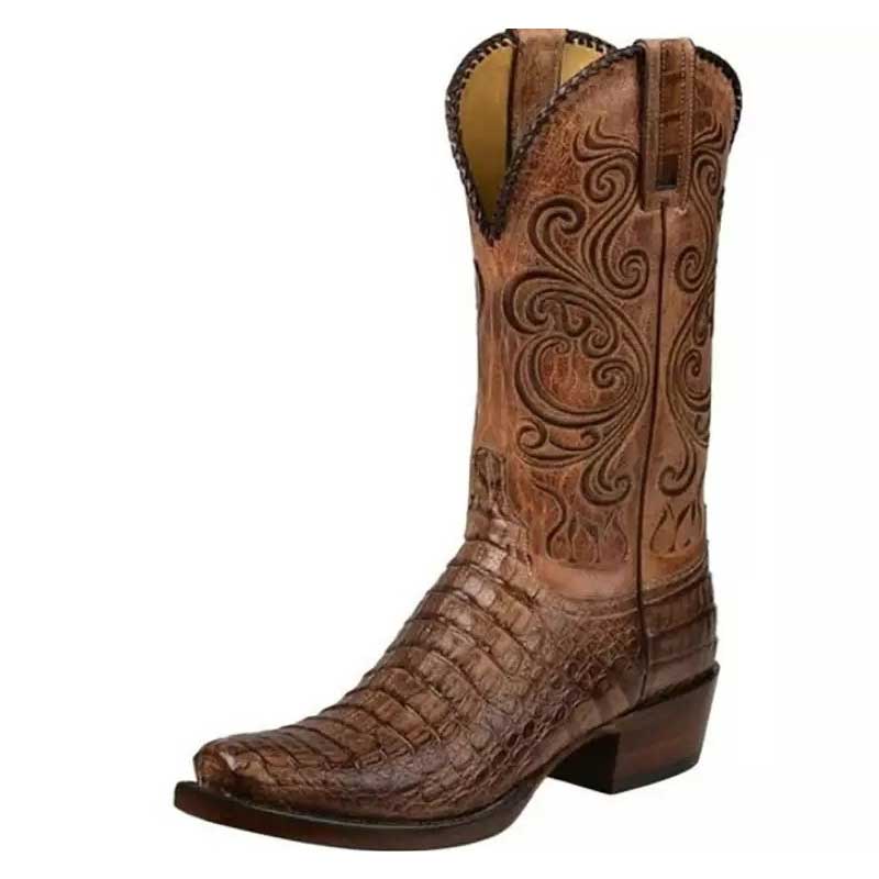 Coachella Cowboy Boots Autumn and Winter Pointed Pattern Plus Size Middle Boots