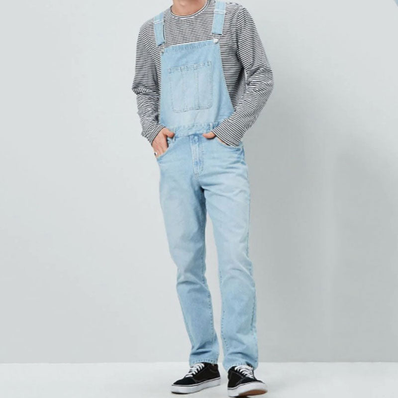Hip Hop Overalls for Men Blue Denim Overalls Men's Jumpsuit Trousers Men's Denim Overalls Overalls