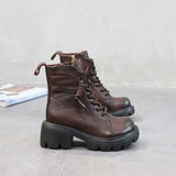 Coachella Cowboy Boots Autumn Winter Retro Dr. Martens Boots Round Head Ankle Boots