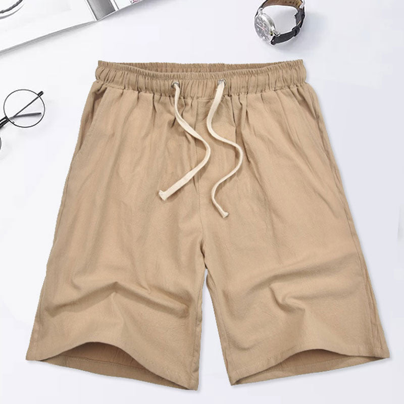 Mens Swim Trunk Summer Men's Shorts Linen Solid Color Casual Pants Loose Large Size Cotton Linen Shorts