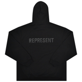 Present Letter Print Hoodie Represent Hoodie Simple Letter Printing Black Five Limit Washed Black Terry Hooded