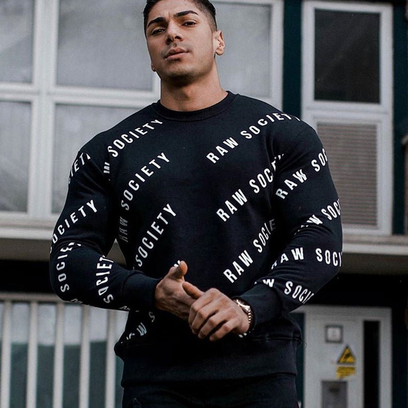 Men's Sports Hoodie Men Sweatshirts Fitness Male's Hoodies Autumn and Winter Workout Brothers Full Body Printing Long Sleeve Crew Neck Sweater Men's Cotton Tide Slim-Fitting Sweater