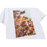 Fog T Shirt Double Line Floral Sunset Maple Leaf Print Loose Men and Women Short Sleeve fear of god
