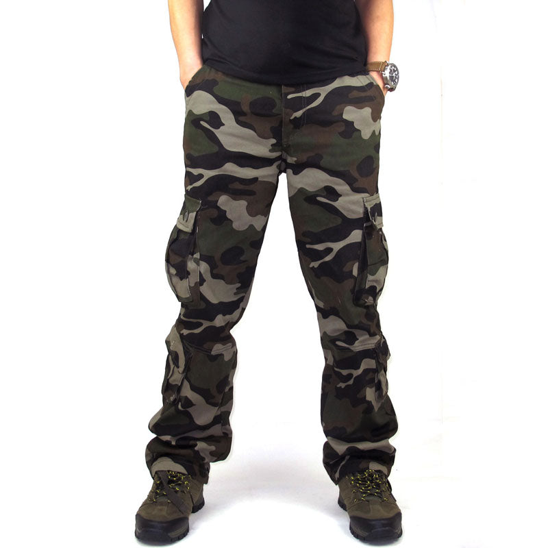 Baggy Cargo Pants for Men Spring and Autumn Casual Trousers Loose Multi-Pocket Cargo Pants Men's Straight Outdoor Men's Pants Camouflage Trousers plus Size Retro Sports
