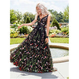 Bohemian Chic Wedding Dress Sexy Deep V Sleeveless Embroidered Dress