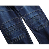 Men's Pleated Slim Fit Biker Jeans Men's Trendy Slim-Fit Pants Straight-Leg Trousers