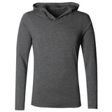 Men Casual Jacket Slim Coat Men's Clothing Solid Color Pullover Sweatshirt Slim Thickened Hooded Stretch Long Sleeve T-shirt