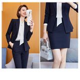 Women Pants Suit Uniform Designs Formal Style Office Lady Bussiness Attire Navy Blue Spring Business Suit