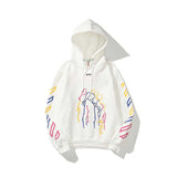 Autumn And Winter Colorful Line Character Velvet Padded Hooded Sweatshirt Men And Women Same Style