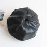 Beret Hat Hat Female Retro Hong Kong Style Autumn and Winter PU Leather British Painter Hat
