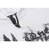 Vlone Hoodie Autumn and Winter Printing Hem Destroyed Hoodie Loose Pullover Men's and Women's Hoodie