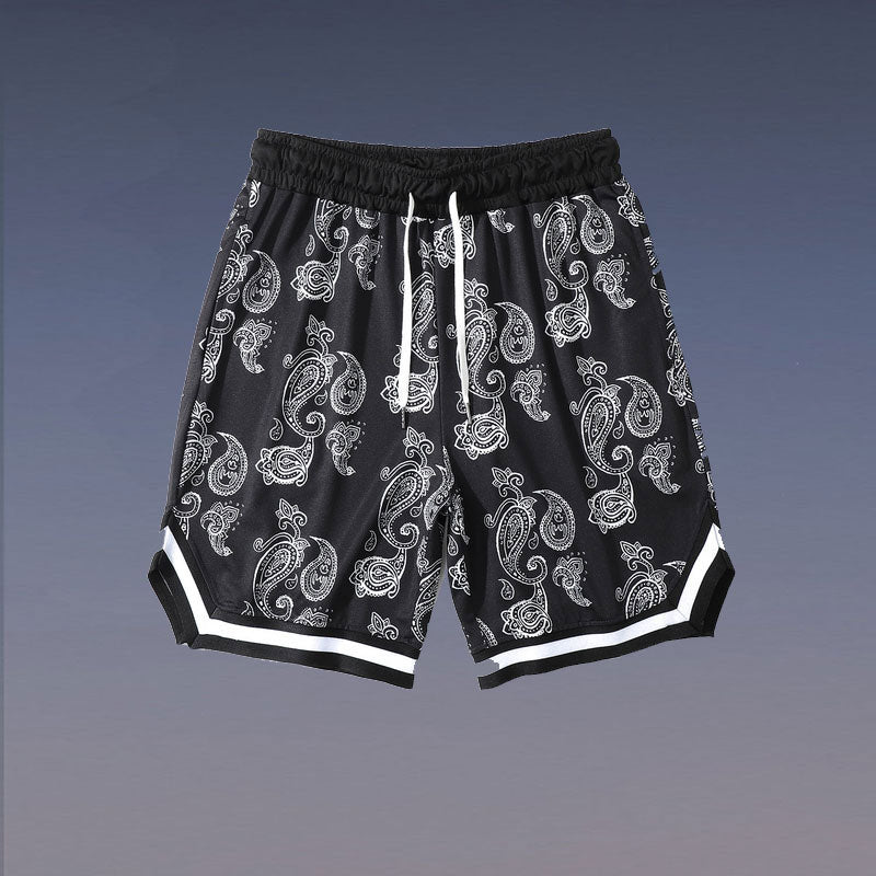 Basketball Shorts Fashion Brand Paisley Stitching Casual Sports Shorts Trendy Harem Basketball Shorts Beach Pants Men and Women