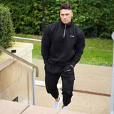 Men Tracksuit Set Jogging Suits Mens Muscle Brothers Sports Suit Men's Fall Pure Cotton Long Sleeve Two-Piece Zipper Pocket Overalls Polo Shirt