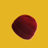 Mens Beanies Autumn and Winter Knitting Skullcap Men's and Women's Beanie Hat Yellow Wool Hat