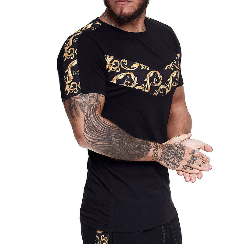 Slim Fit Muscle Gym Men T Shirt Men Rugged Style Workout Tee Tops Summer Fashion Men T-shirt Casual Short Sleeve Fitness Outdoor Sportswear