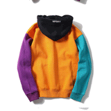 Kanye West Hoodie Big S Embroidered Patchwork Contrast Color Sweatshirt Men and Women Couple Fleece Sweater Coat Men