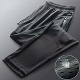 Men Pants Ice Silk Slim Fit Versatile Elastic Straight Sports Pants