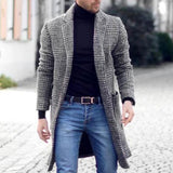 Plaid Peacoat Mens Winter Trendy Handsome Mid-Length Plaid Men's Youth Coat Men's Coat